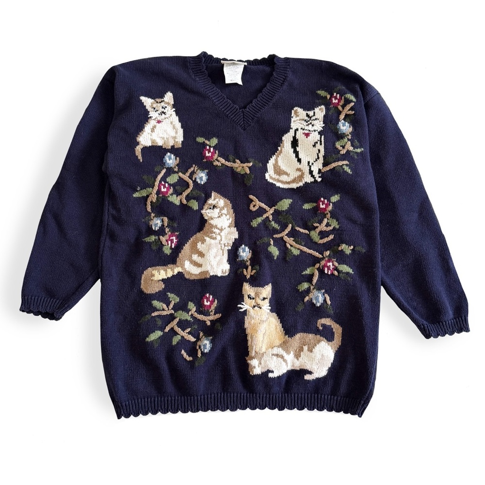 SOLD Vintage Northern Traditions Cat Sweater - Picture 1 of 6